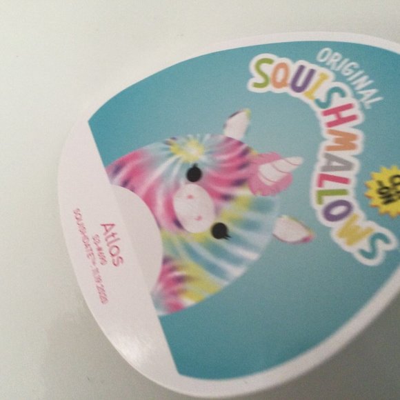 Squishmallows Clip 3.5" Atlas Unicorn Rainbow Tie Dye NWT - Picture 6 of 7